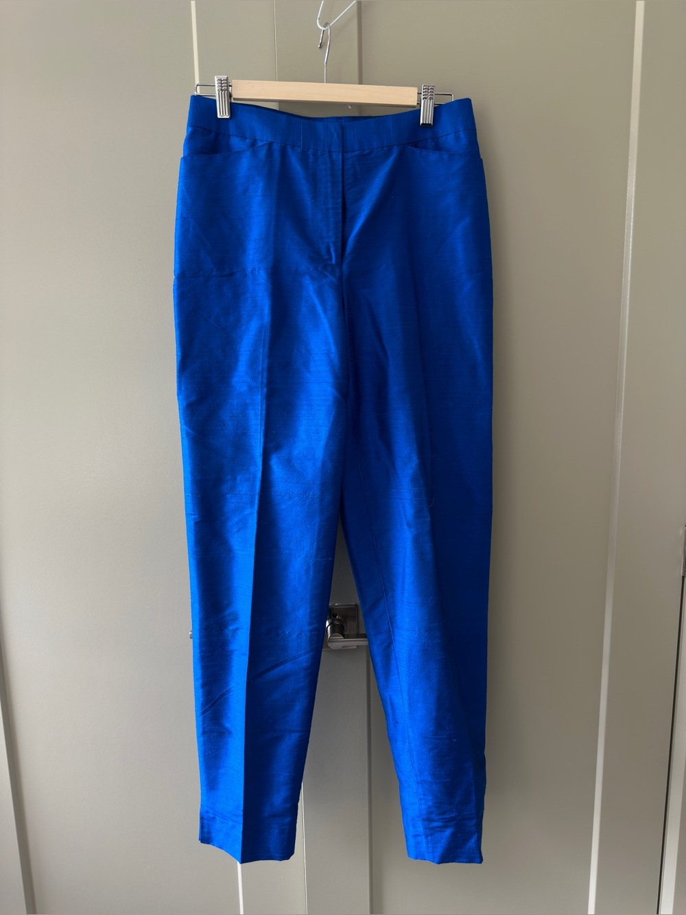 Raw Silk Tailored Pants in Royal Blue